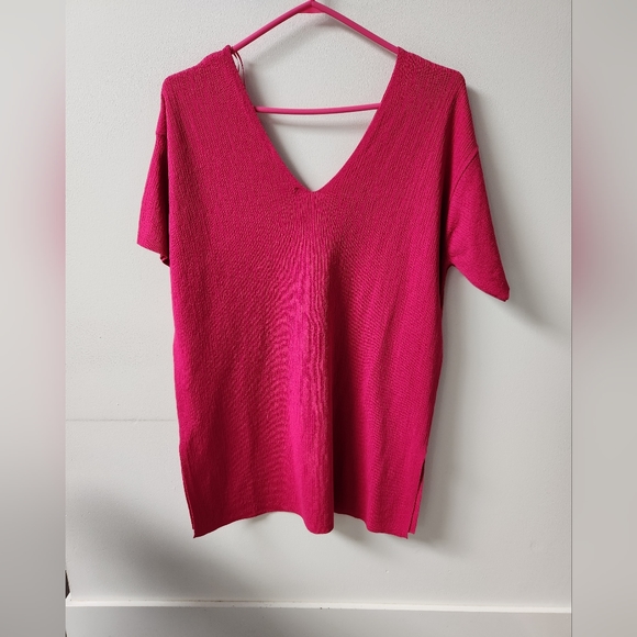 Zara Deep V Tunic, Pink, Size US M - Picture 2 of 7